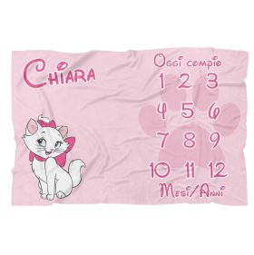 Coperta calendario complimese neonato personalizzata con nome Gattina minou  