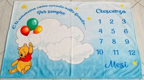Coperta calendario complimese neonato personalizzata con nomi gemelli  Topino Topina 