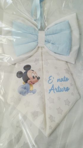 Set completo con Fiocco e cesto nascita bimbo bimba 